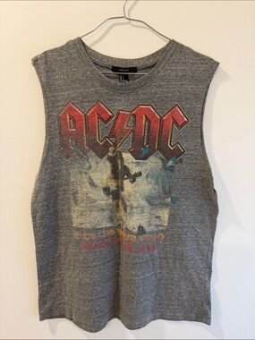 Forever 21 AC/DC Gray Graphic Muscle Tee
